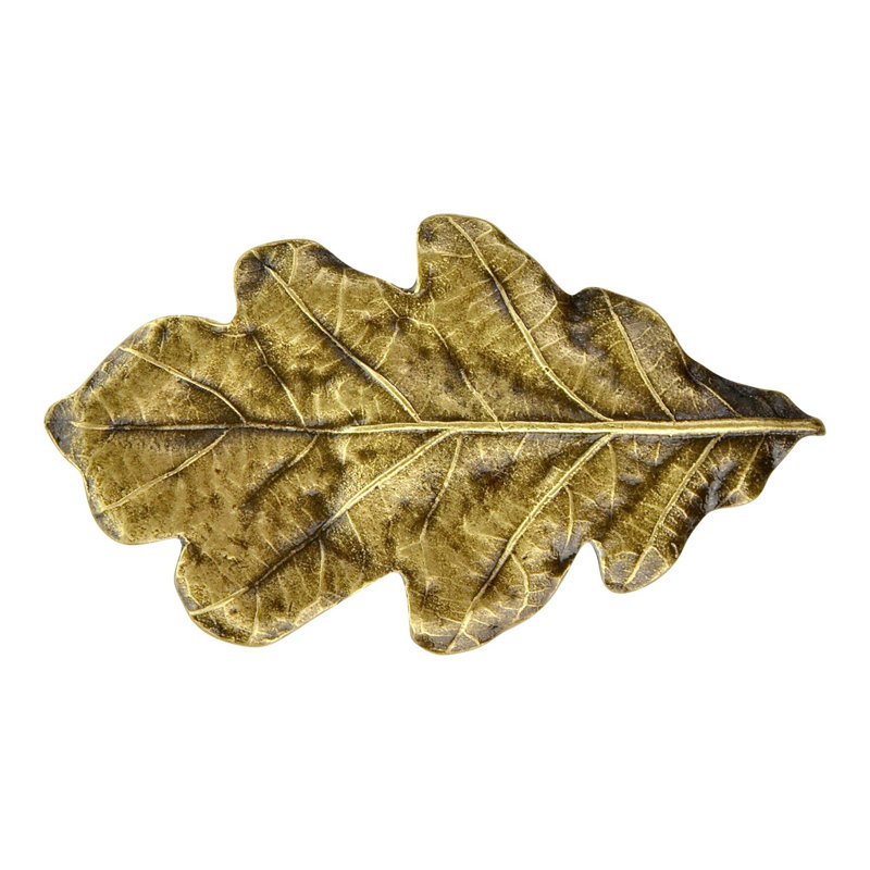 Poignée fantaisie 2,25 "Leaves, Laiton antique