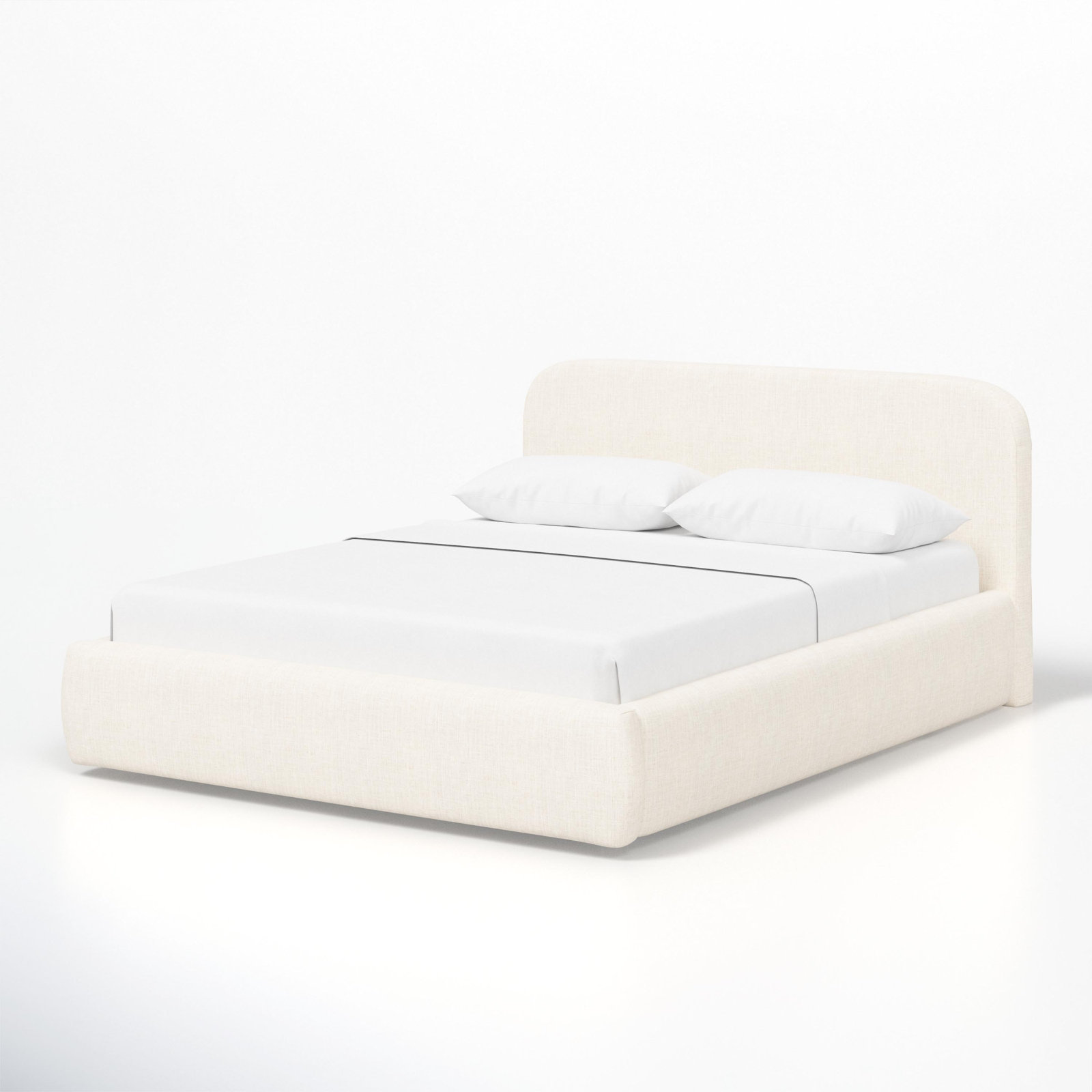 Cleophus Low Platform Bed, California King, Cream