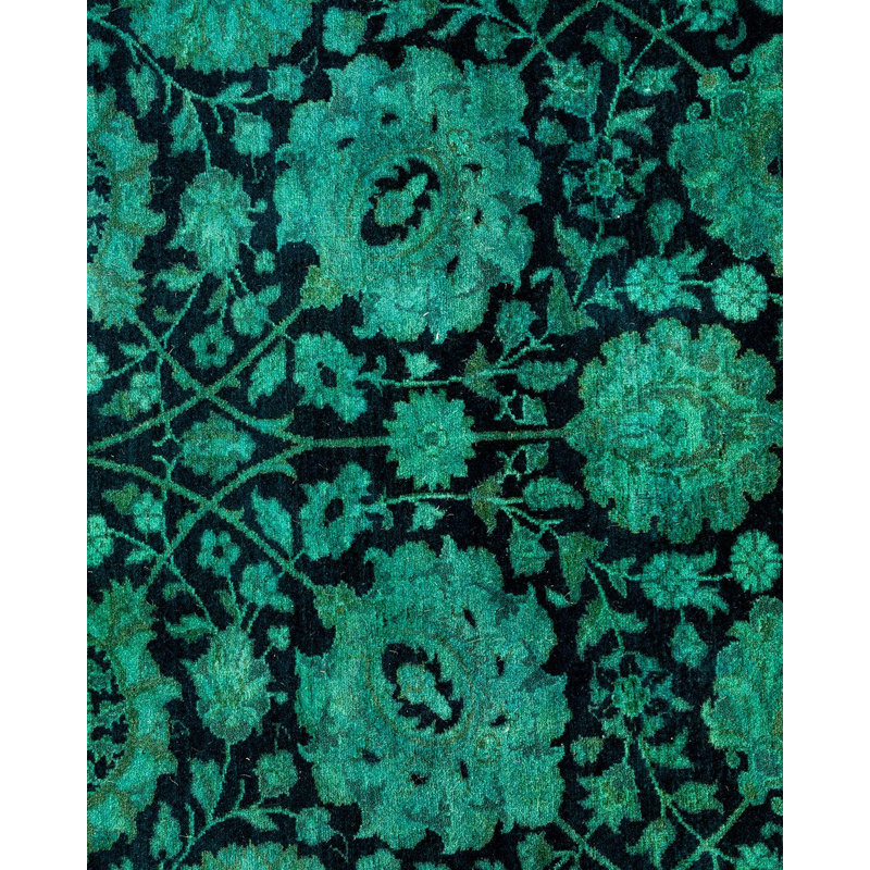 Tapis noué à la main unique en son genre Holsworth - vert