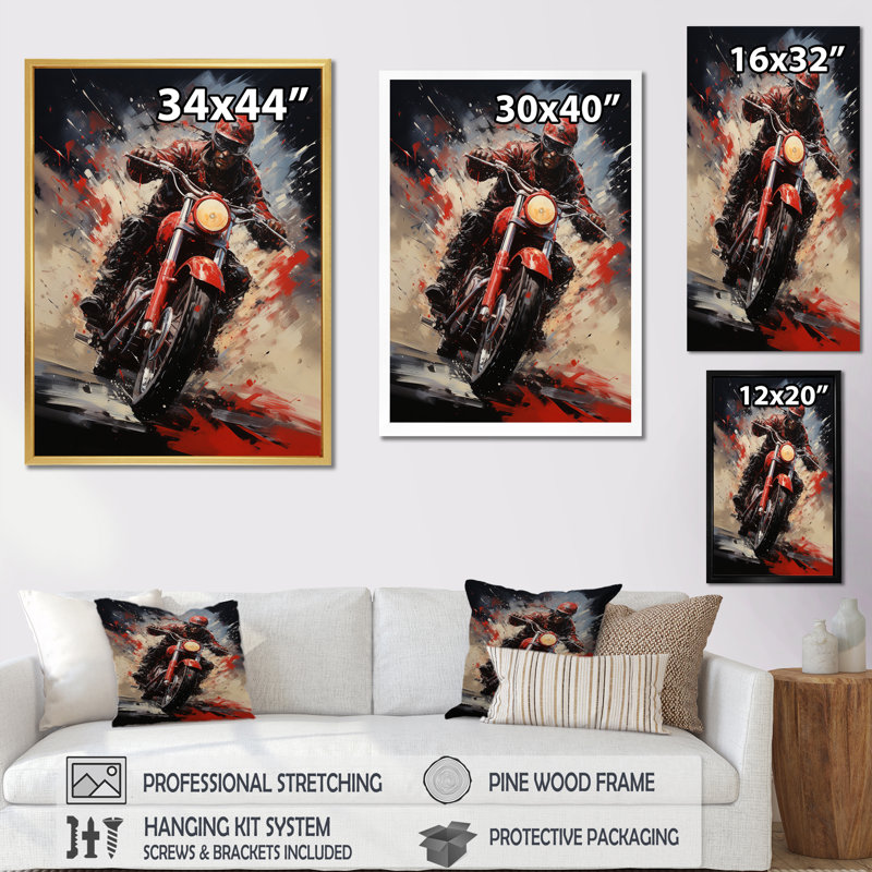 Crimson Thunder Red Dirt Bike III, H 32 po x l 24 po x P 1 po, Toile tendue