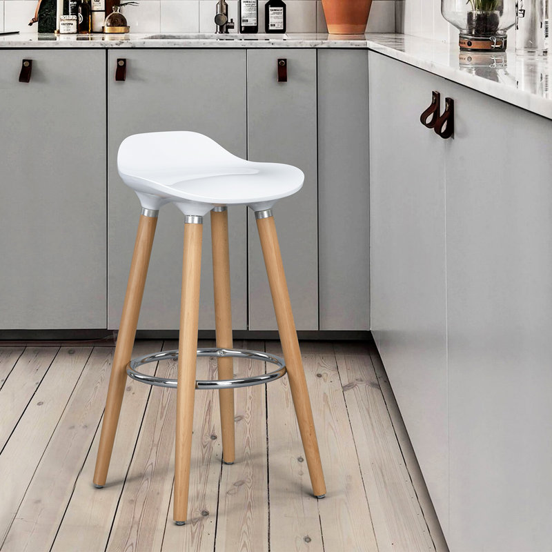 Acantha Counter Stool with Solid Wood Frame, White