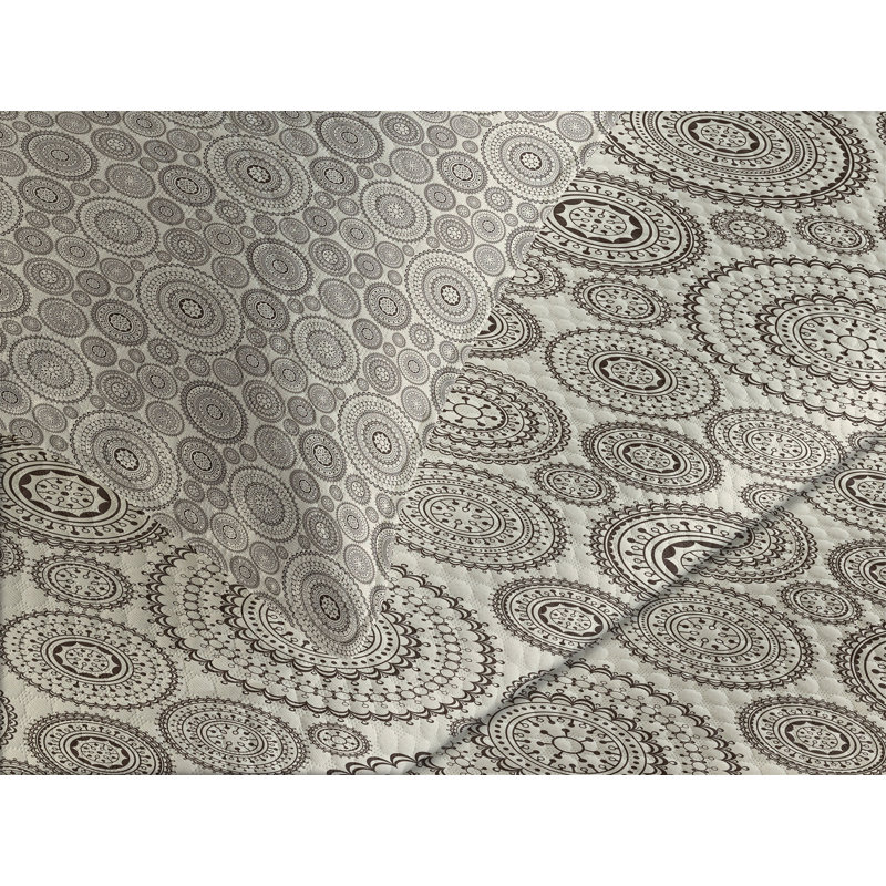 Ambesonne Beige Bedspread Set Circular Composition Lace Tan Brown, King Bedspread + 2 Standard Shams
