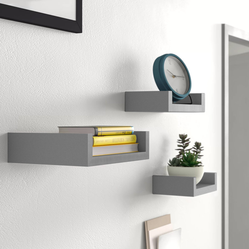 Wickes 3 Piece Floating Shelf, Grey