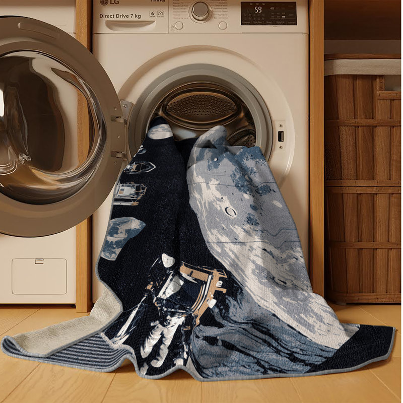 Machine Washable Space Gray Area Rug
