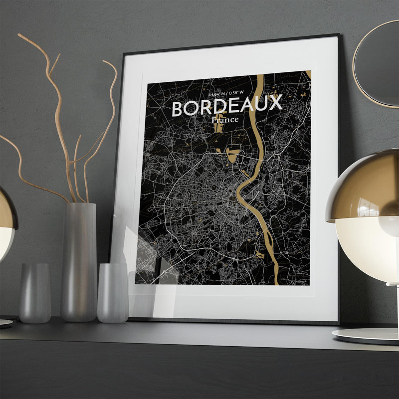 Bordeaux City Map In Luxe - No Frame Print, 20cm H x 16cm W x 0.05cm D