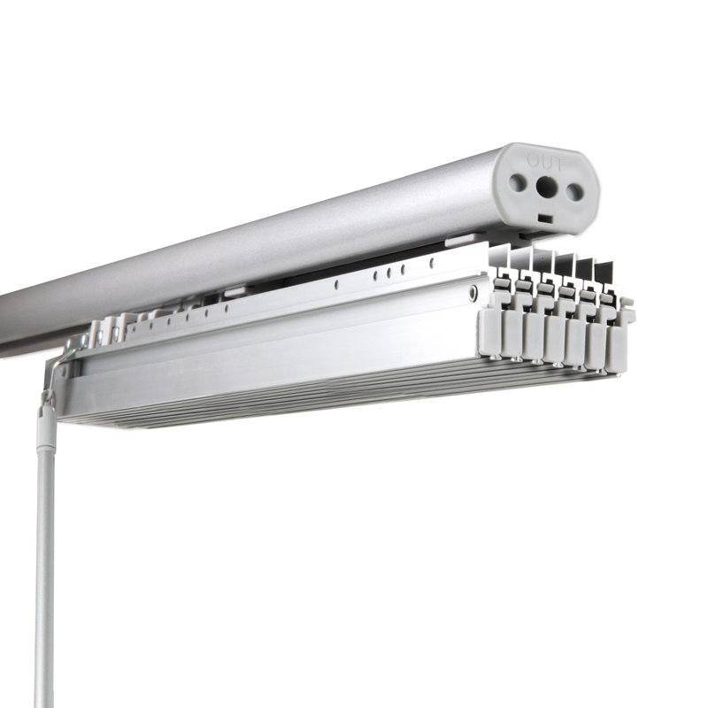 Dunmore 7-Panel Single Rail Panel Track Extendable 110"-153"W x 94"H, Panel width 23.5", Satin Nickel