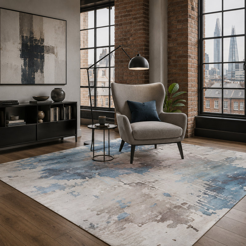 Abstract Cotton and Chenille Flatweave Area Rug, 100 x 200 cm