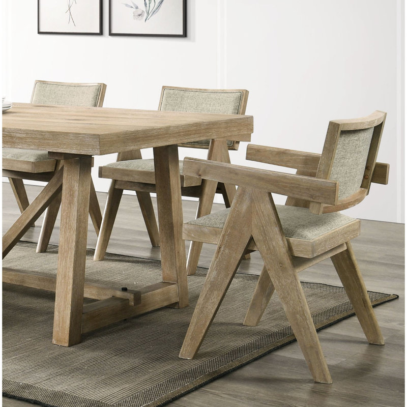 Chaise avec accoudoirs de salle à manger de style contemporain, 2 pièces, dossier massif, revêtement en bois d'hévéa, placage de chêne