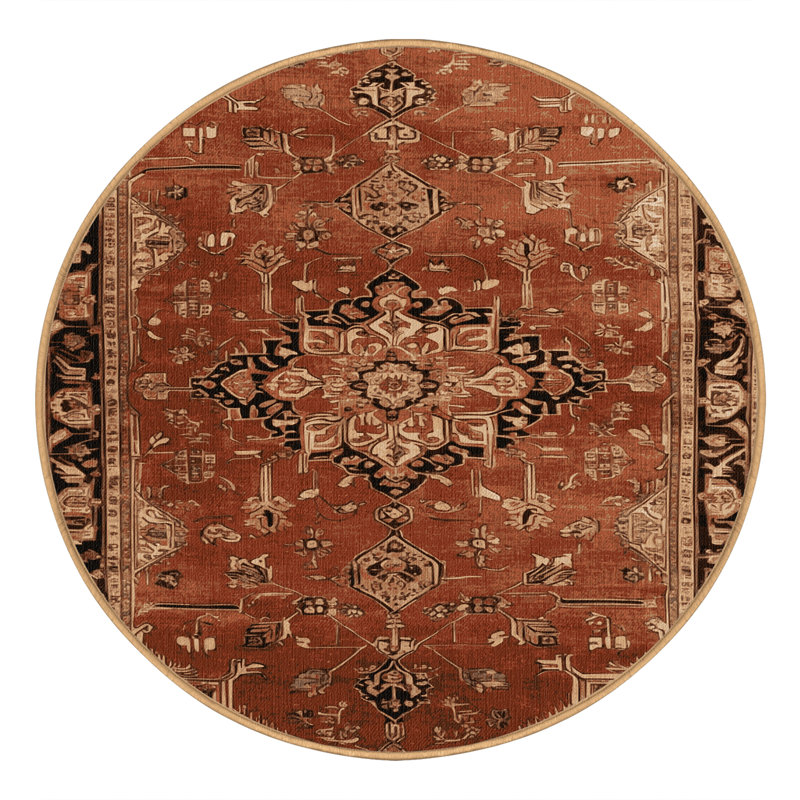 Tapis brun lavable à la machine, Rond 7 pi