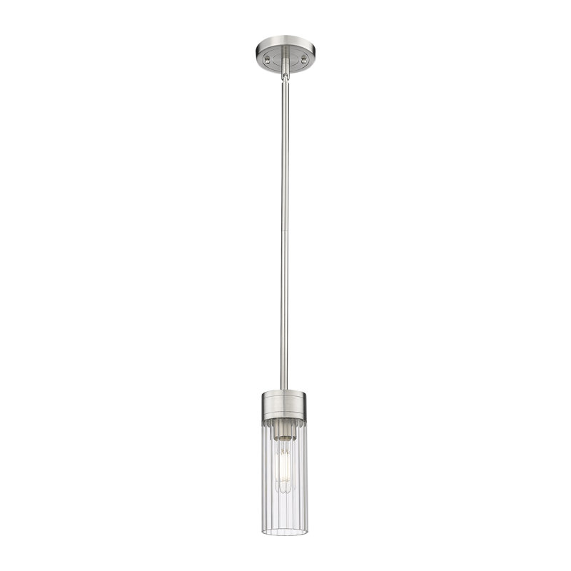 Luminaire suspendu 8 lumières Empire, Transparent, H 9,63 po x l 3,13 po x P 3,13 po, Nickel satiné