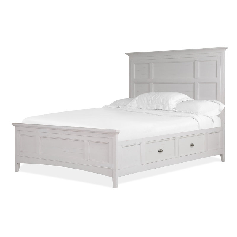 Liz Queen Panel Storage Bed, Chalk White/Dovetail Gray, Queen