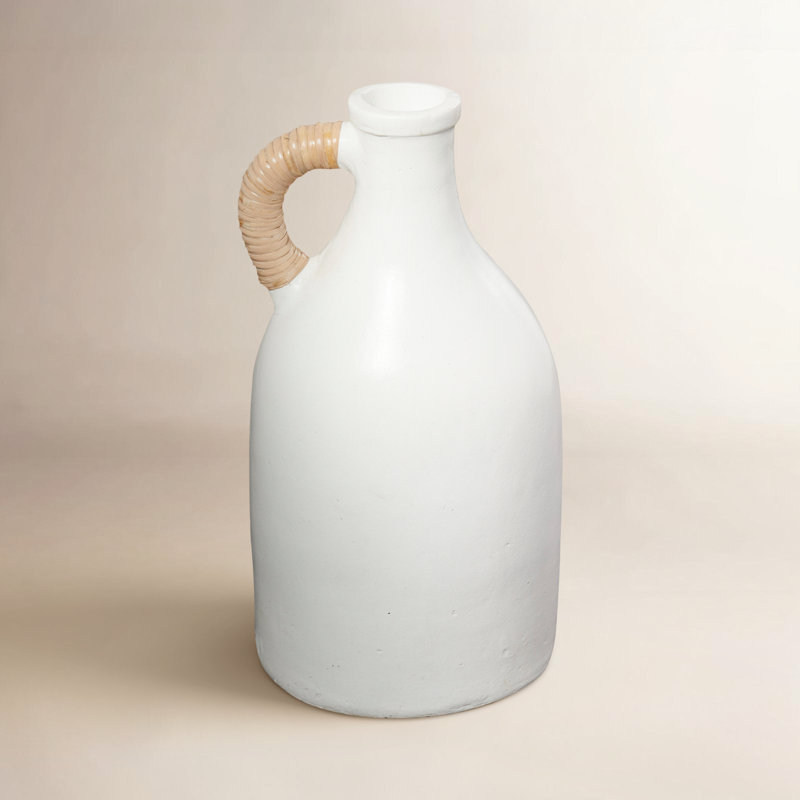Terracotta Table Vase, White