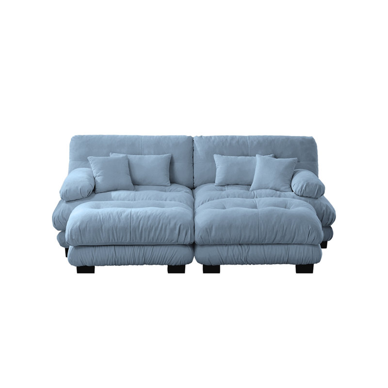 Canapé-lit modulaire avec 2 repose-pieds Cloud, Bleu