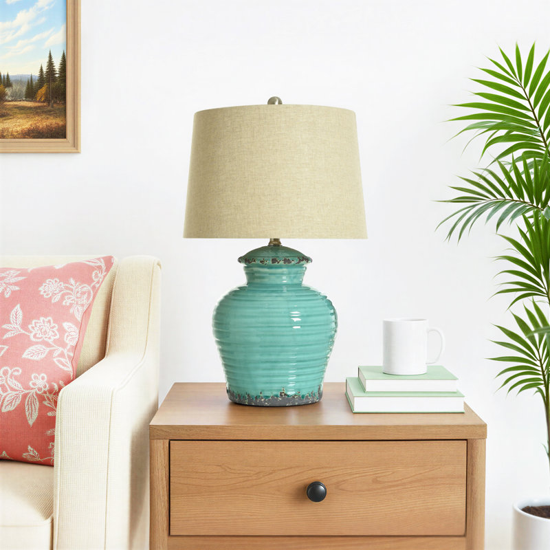 Kelby Ceramic Table Lamp, Turquoise