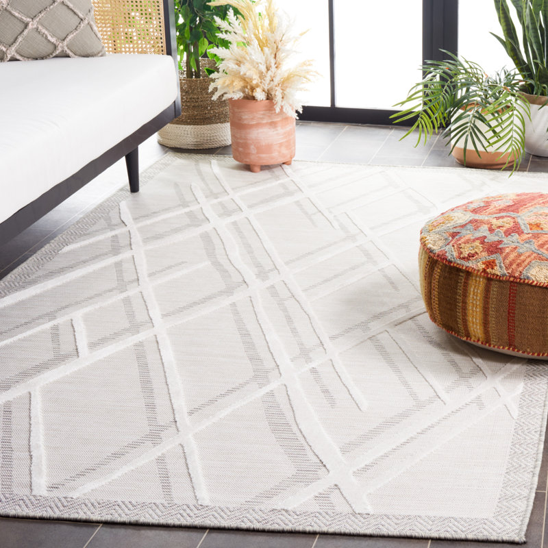 Tapis d'intérieur / extérieur à motif géométrique Kenenth Performance, Rectangle 5 pi 1 po x 7 pi 6 po