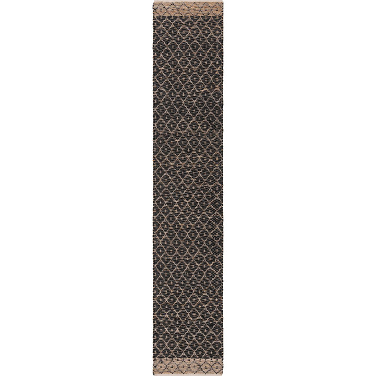 Asad Geometric Handmade Flatweave Jute/Sisal Area Rug in Black