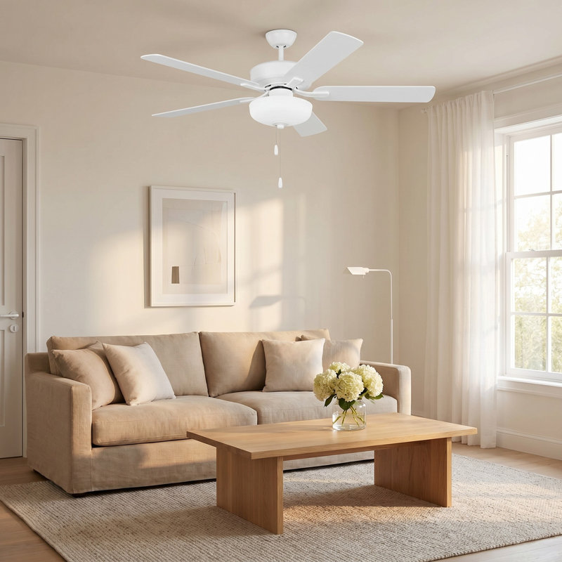 52'' Ceiling Fan with LED Lights, Matte White, Matte White