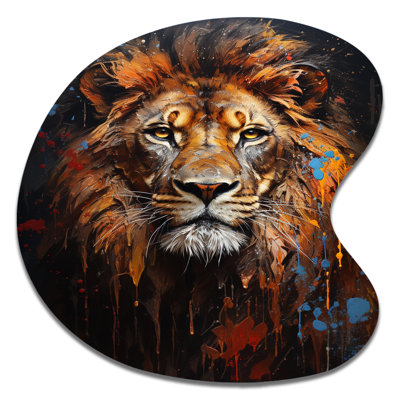 Photographie de lion avec I, art mural asymétrique en métal