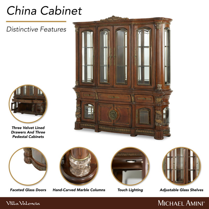 Villa Valencia Lighted China Cabinet, Without
