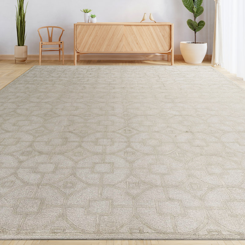 Tapis gris clair noué à la main de haute qualité