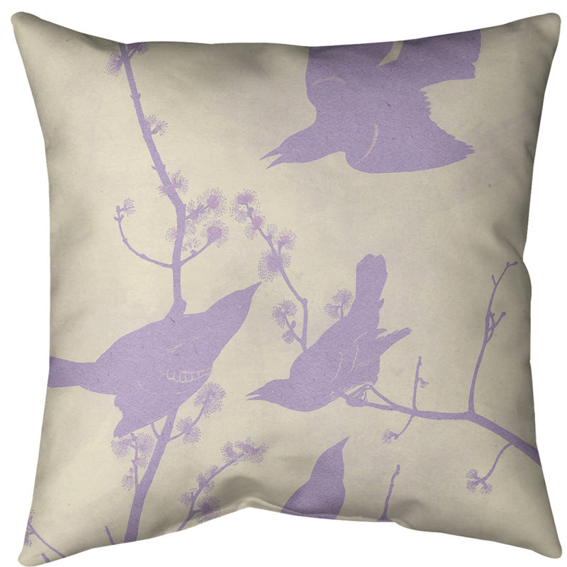 Coussin starling rouge à voilure rouge, Duvet synthétique, Jaune / Mauve, Polyester filé