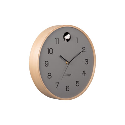 31.5cm Wall Clock Cuckoo Birch Wood