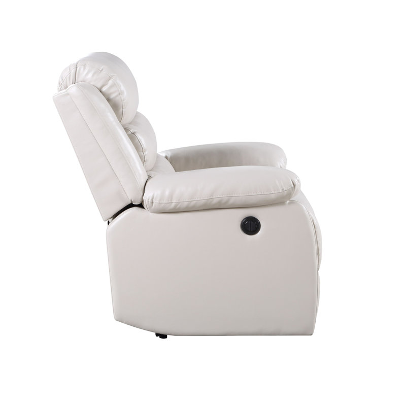 Beige Synthetic Leather Power Motion Recliner, Beige, Manual - Handle / Lever
