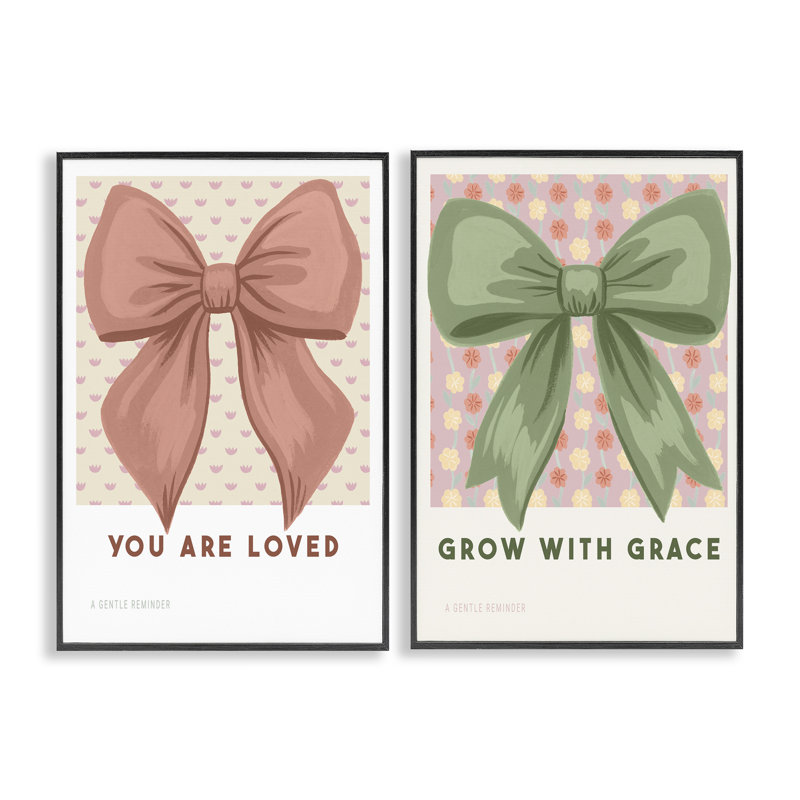 Inspiring Messages Bows 2pc Framed Giclee Set, design by Courtney Haley, 18" H x 24" W, Midnight Black Framed Giclee