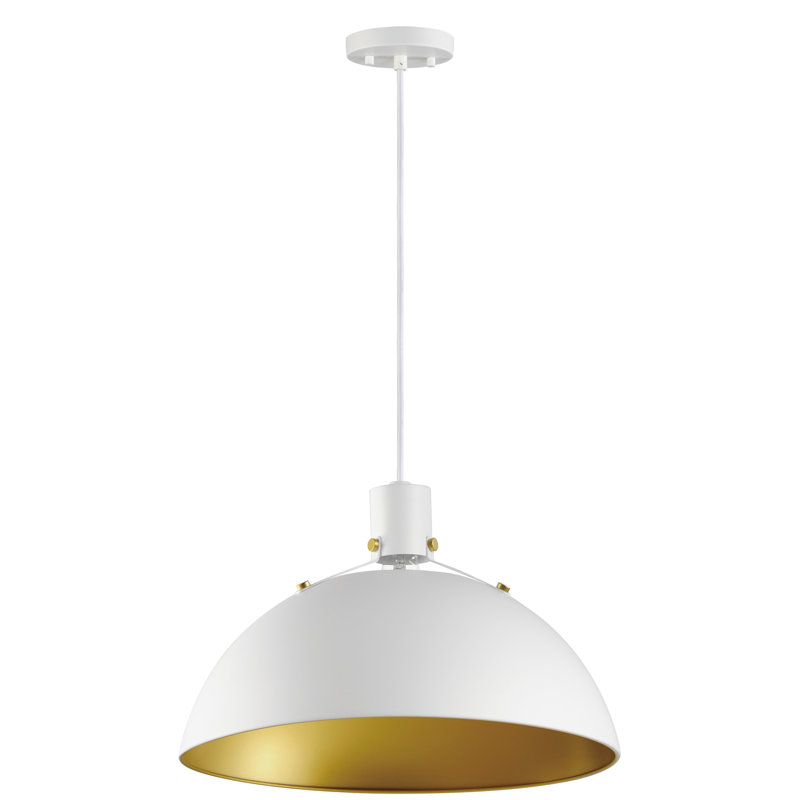 Dawn 1 - Light Unique/Statement Pendant, White/Satin Brass, 12.75" H x 19.5" W x 19.5" D