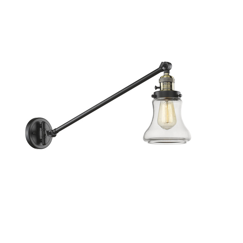 Bras articulé en nickel brossé à 1 lumière Edda, Transparent, Ampoule incandescente rétro à intensité réglab