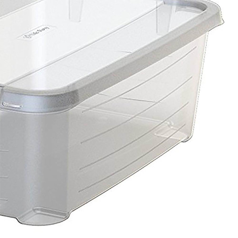 Clear White Stackable Plastic Lidded Storage Box Set