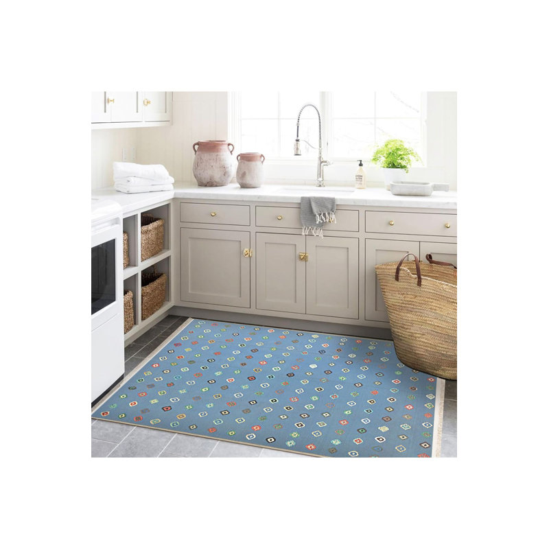 Tapis décoratif multicolore lavable à pois multicolores, Tapis de couloir 3 pi 3 po x 6 pi 7 po inclus