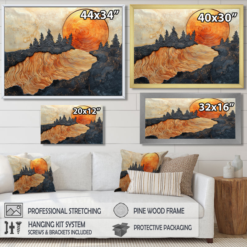 Golu, lever du soleil, arbre dans un champ africain, paysage - forêt, art mural, Reproduction encadrée d'une seule photo