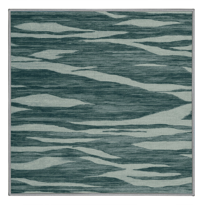 Tapis abstrait vert lavable à la machine, Carré 5 pi