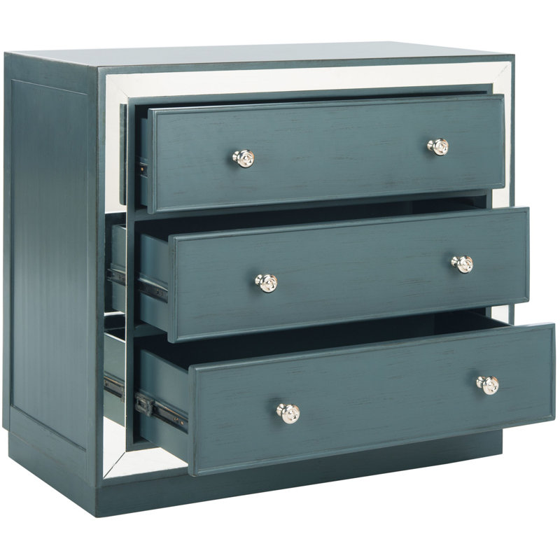 Commode 3 tiroirs Nylah, Sarcelle acier