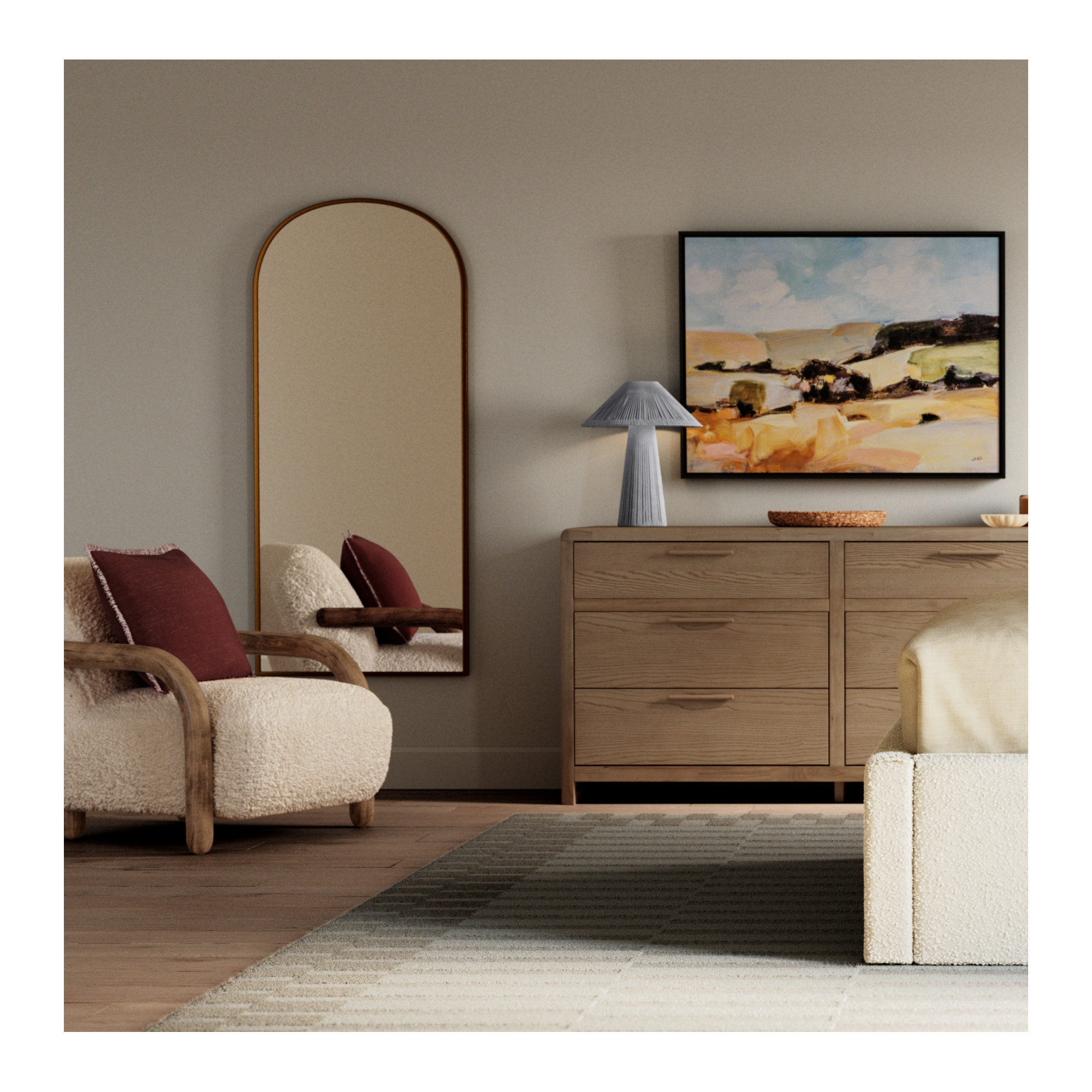 Furano Six Drawer Wood Dresser 