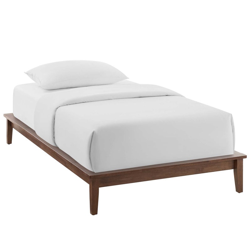 Modway Lodge Wood Platform Bed Frame, Walnut, Twin
