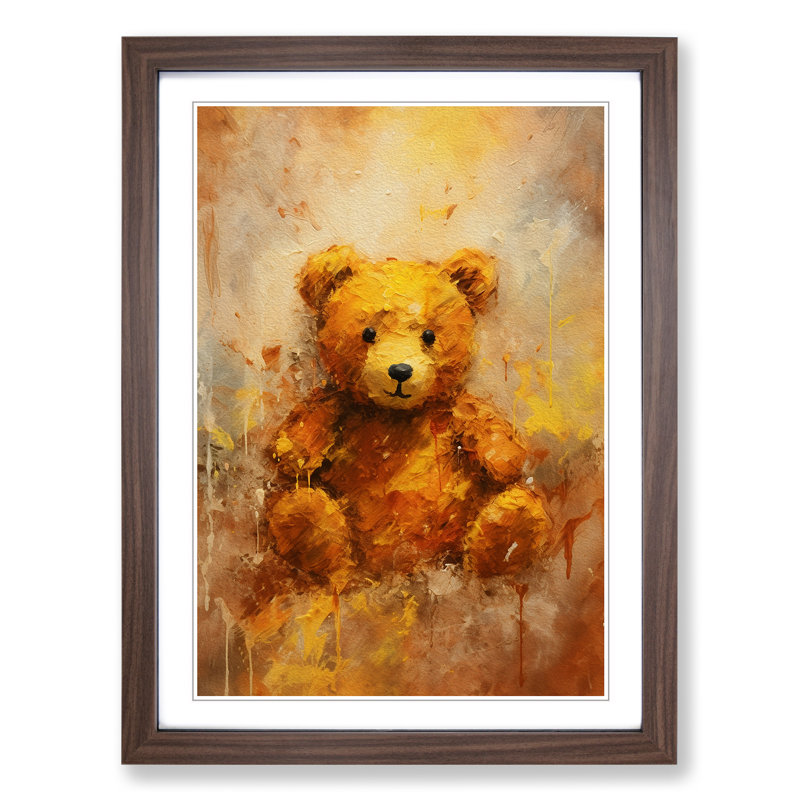 Teddy Bear Gestural - Framed Print, Walnut , 34cm H x 25cm W x 2cm D