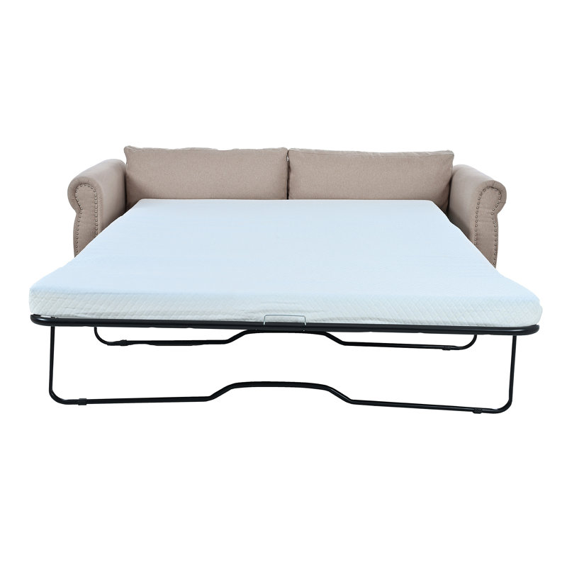 Canapé-lit rembourré avec grand matelas Nero 2-en-1, Beige Polyester
