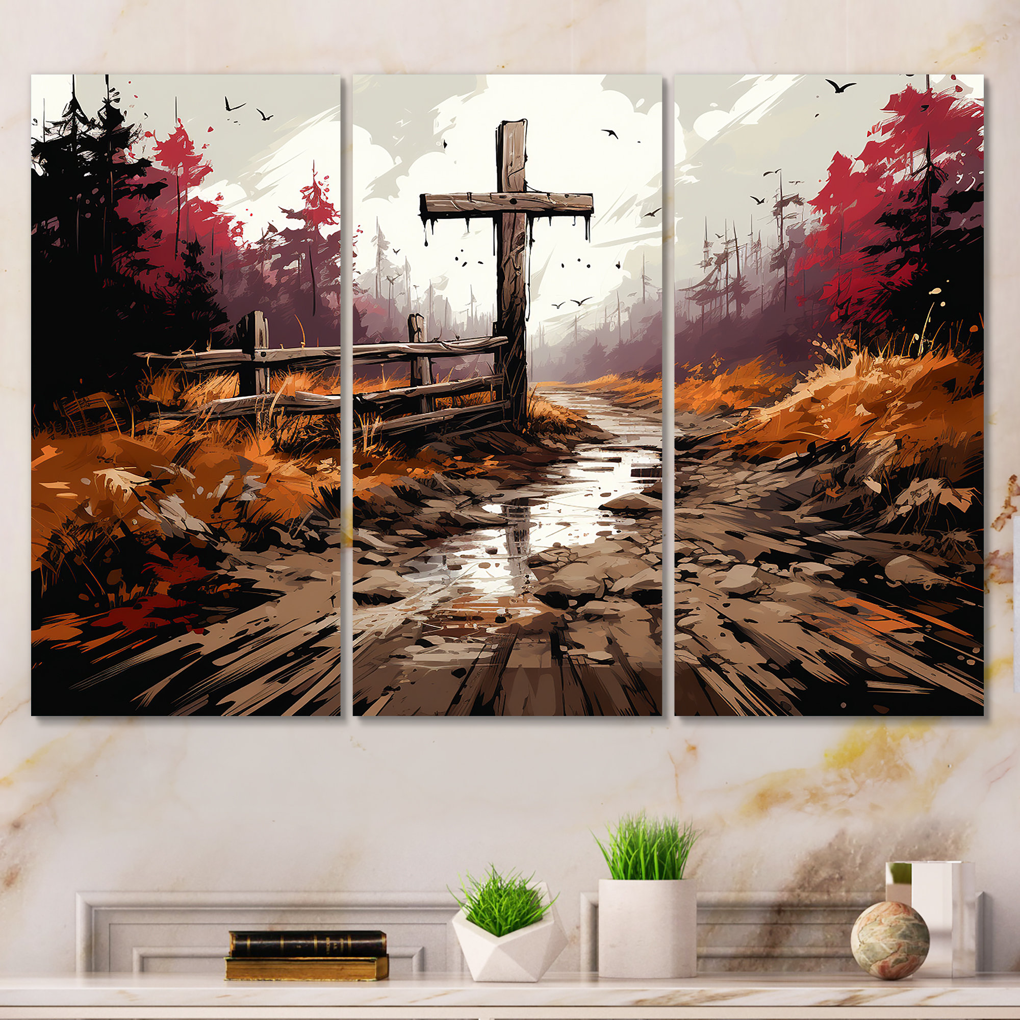 Millwood Pines Rural Serenity Christian Cross In Autumn - Folk Religion ...