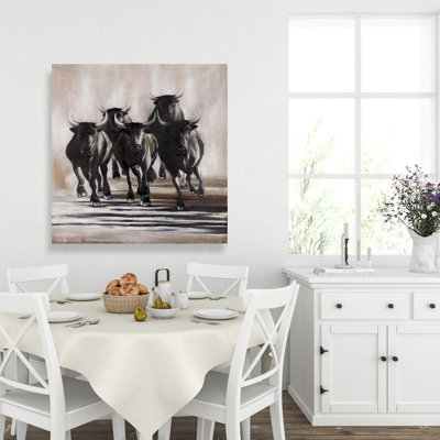 Groupe de taureaux de course - toile de bureau de l'Ouest pour la décoration intérieure