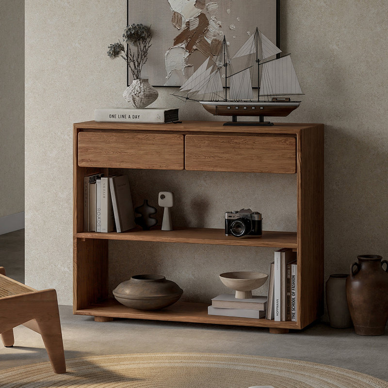 Modern simple rectangular console table, Brown