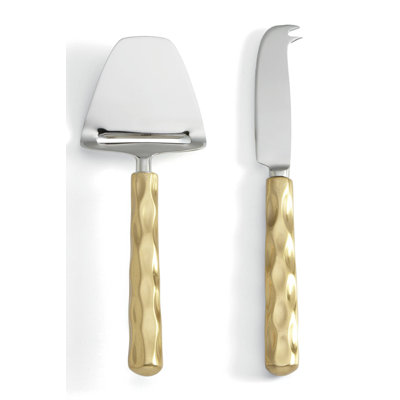 Truro 2 Piece Stainless Steel (18/10) Wood Stainless Steel Cheese Serving Set