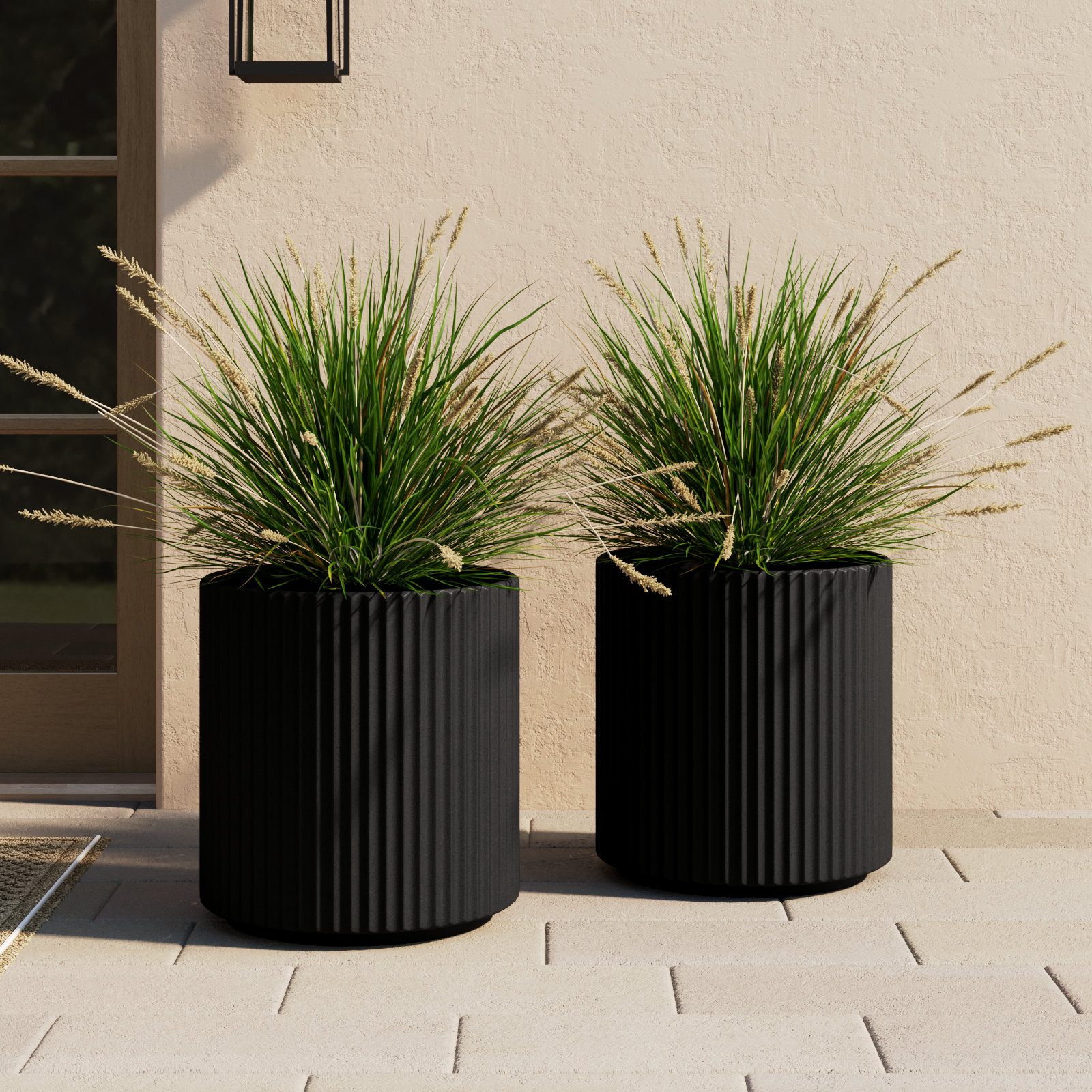 Demi Series 19" Pot Planter, Black, 2, 19.75" H x 18.5" W x 18.5" D