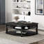 Table basse de style classique gris anthracite avec plateau relevable et tablettes de rangement