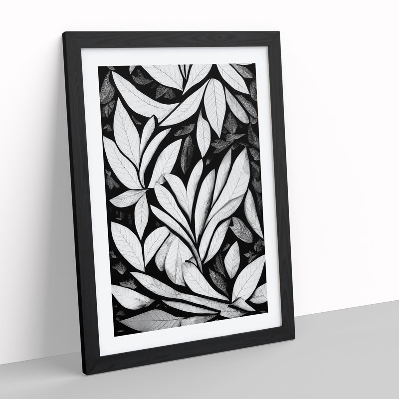 Monochrome Leaves No.4 - Framed Print, Black, 64cm H x 46cm W x 2cm D