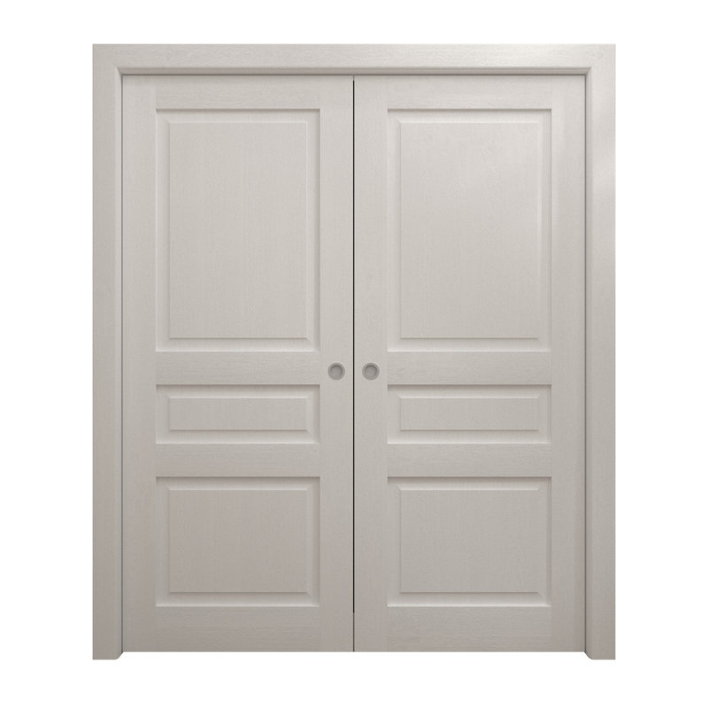 Portes coulissantes françaises à double poche | Ego 5012 | Ensemble de quincaillerie de rail | Portes intérieures modernes en bois massif pour chambre à coucher