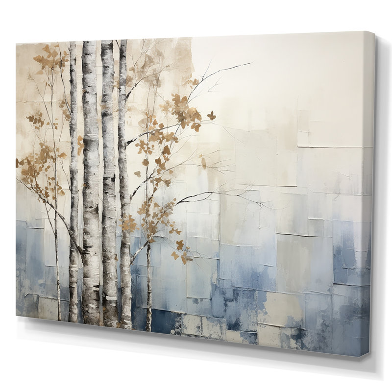 «Blue and White Forest Winter Harmony», impressions encadrées, H 24 po x l 32 po x P 1 po, Toile tendue