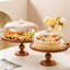 Assiette à gâteau ronde en bois pêche