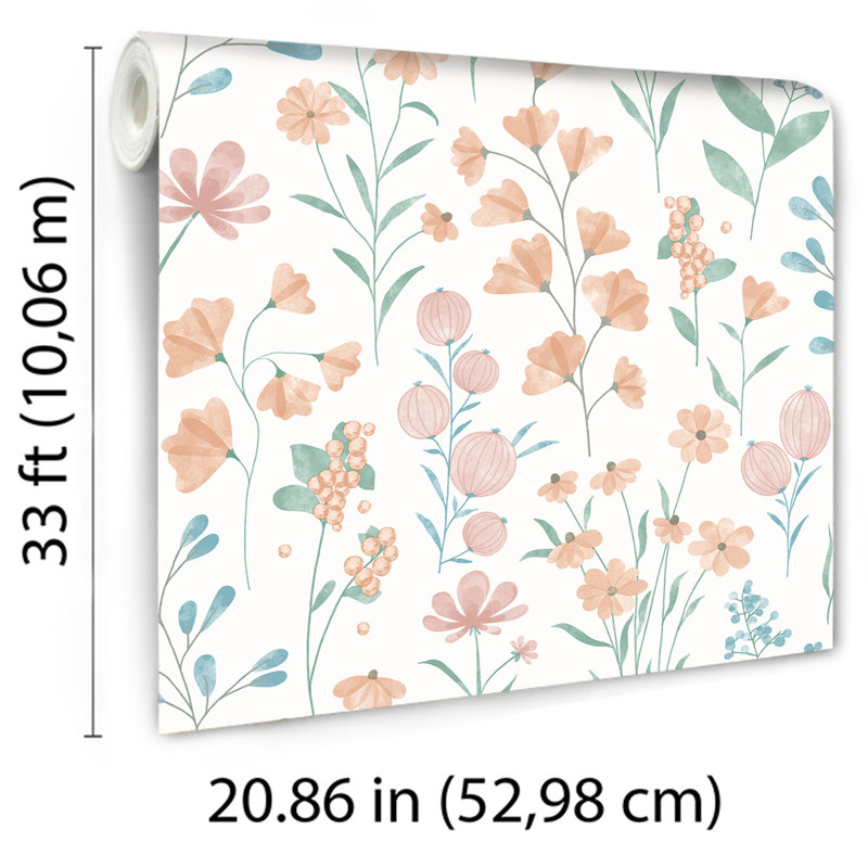 Floral Candy Orange Wallpaper, Orange
